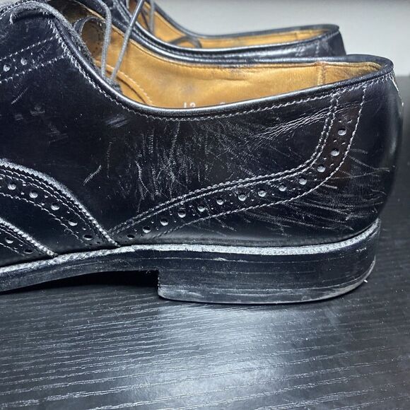 Allen Edmonds CHESTER Men’s 12 A Classic Black Leather Wingtip Brogue - Picture 6 of 10